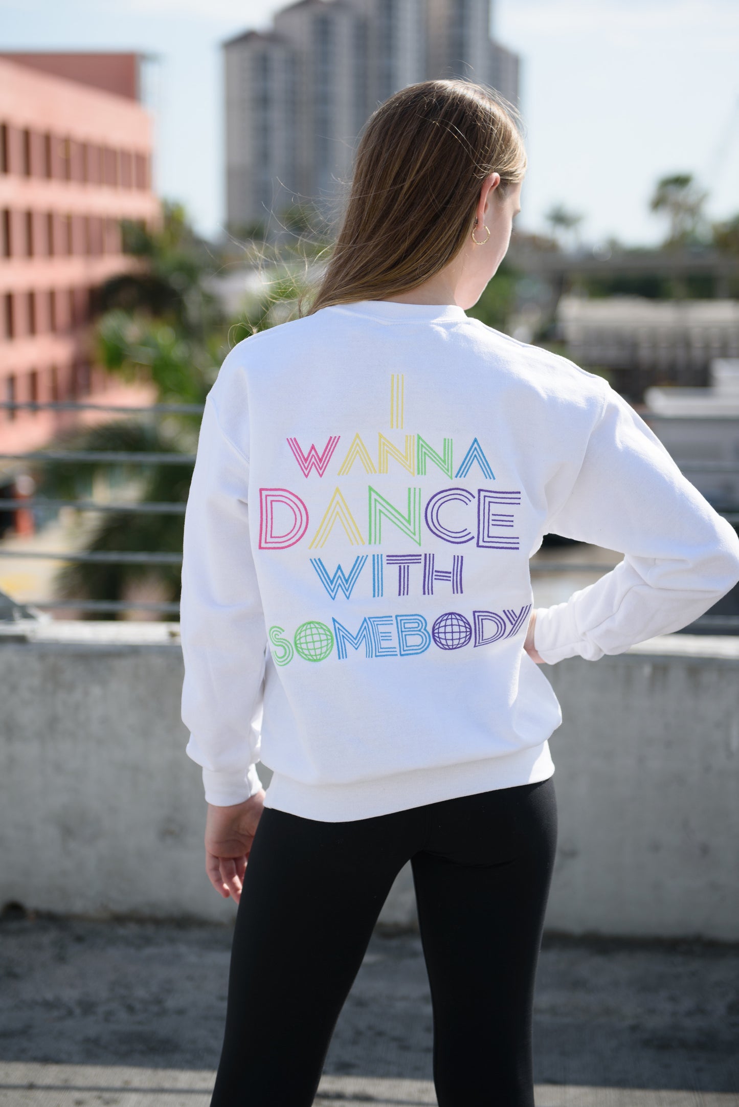 I Wanna Dance With Somebody Embroidered Sweatshirt